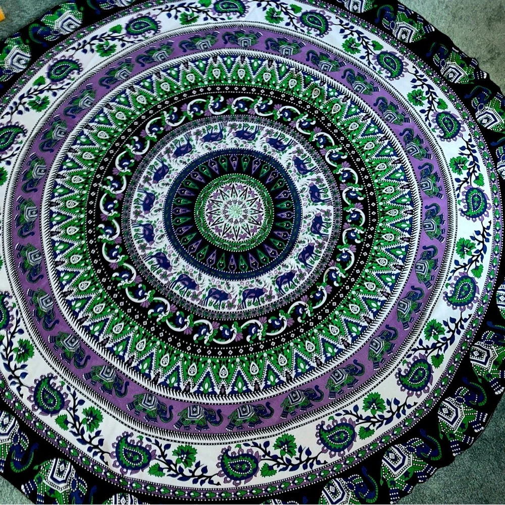 Tapestry Mandala Boho Beach Throw Blanket Table Cover Wall Decor Round
